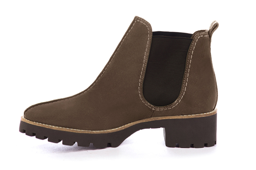 Chocolate brown women's elegant sneakers. Round toe. Low rubber soles. Profile view - Florence KOOIJMAN